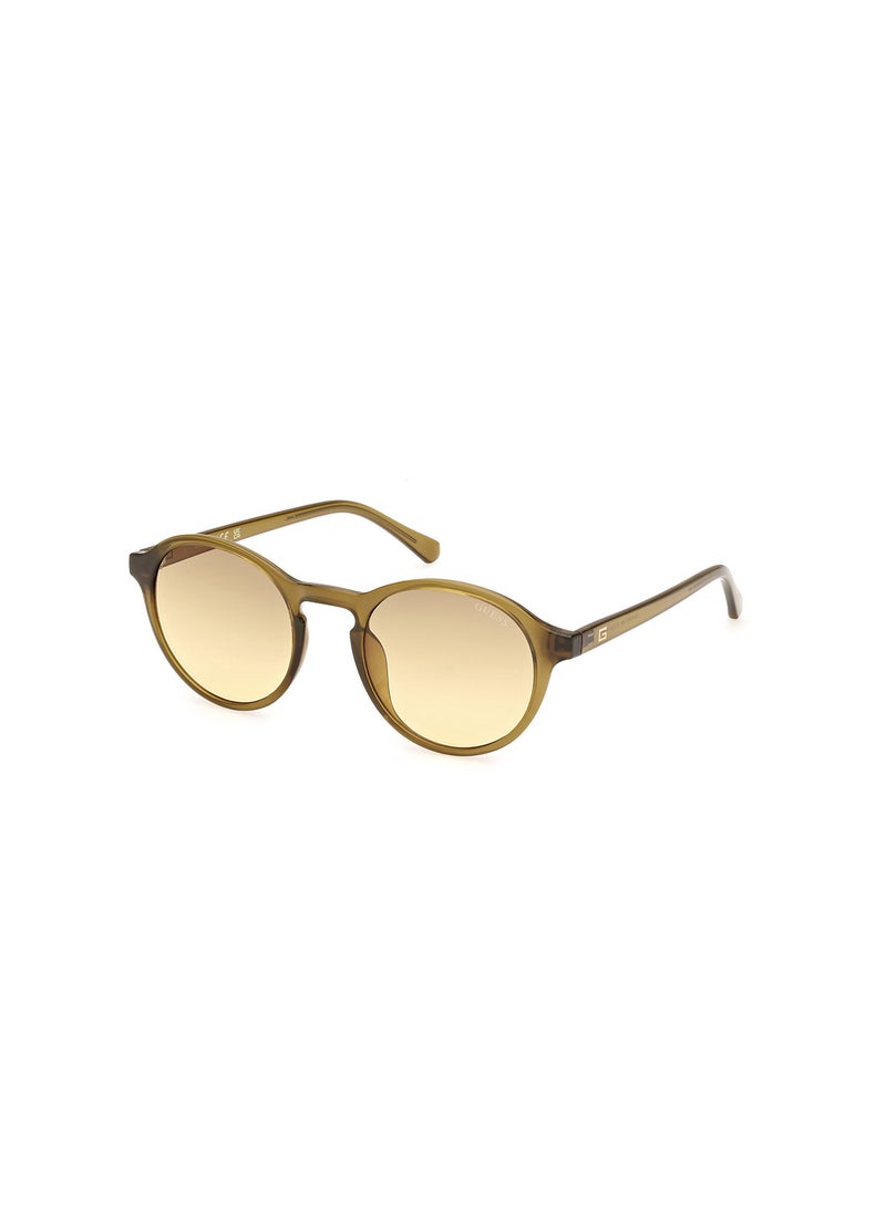 GUESS Men's UV Protection Round Shape Sunglasses - GU0006296F51 - Lens Size: 51 Mm - Shiny Dark Green - Image 1